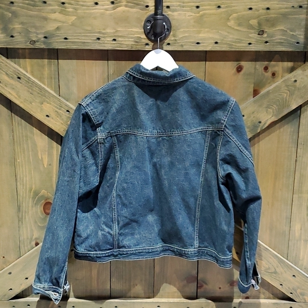 DENIM VINTAGE BILL BLASS CLASSIC TRUCKER JEAN JACKET SIZE PL 70s 80s Pop Rock - Picture 6 of 7
